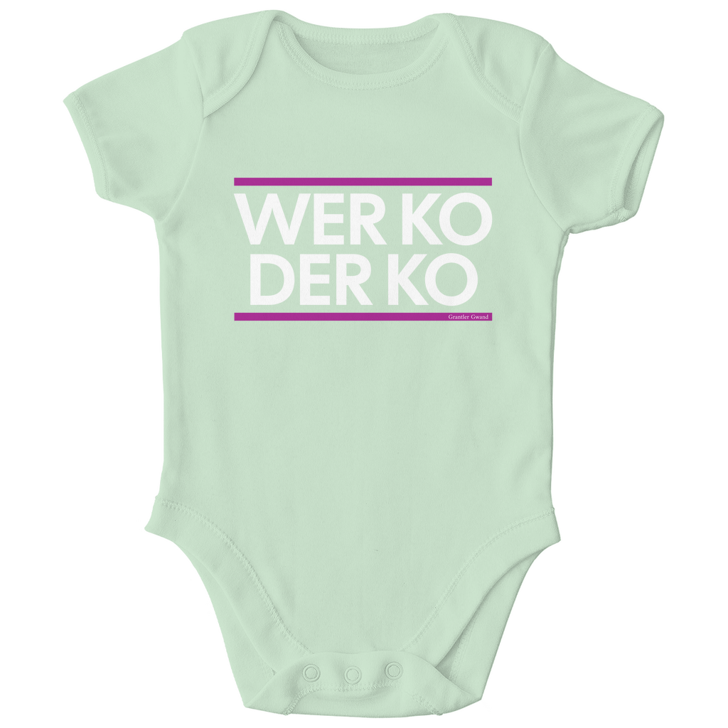 Bayerischer Bio Baby Body wer ko der ko - pink/weiß - bayerisches Gwand