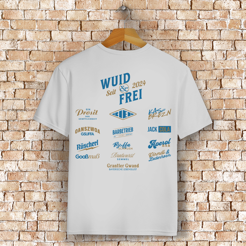 Bayerisches T-Shirt Unisex - Wuid & Frei Dorfleben - Grantler Gwand