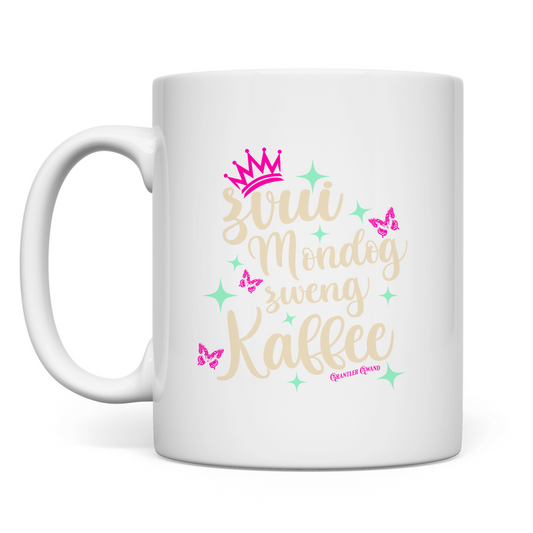 bayerische Tasse Z´vui Mondog, z´weng Kaffee - Grantler Gwand