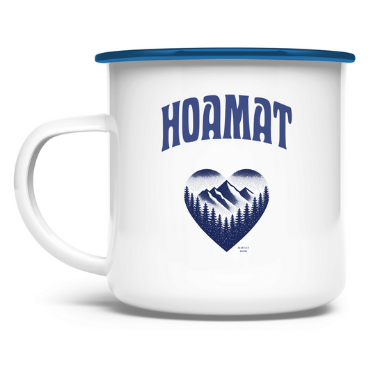 Emaille Tasse Hoamat - blau