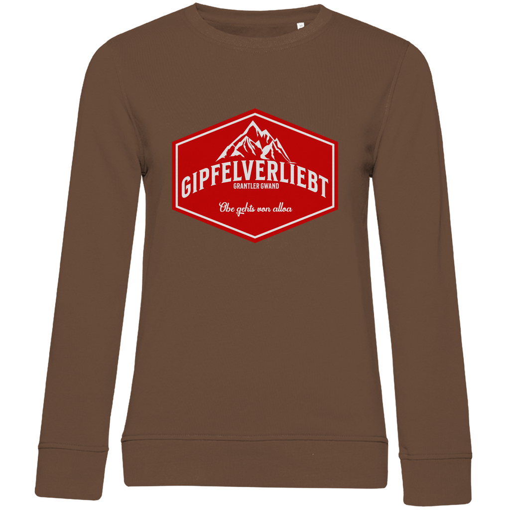 Damen Premium Bio Sweatshirt Gipfelverliebt Wappen- rot