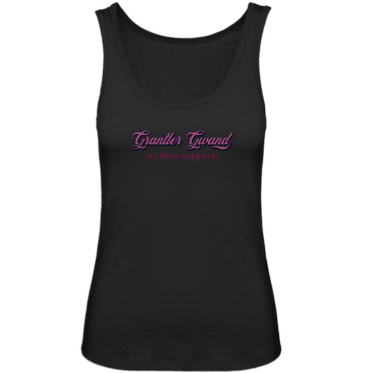 Bayerisches Damen Premium Organic Tank Top Grantler Gwand - aus freid am Dialekt - gold - Grantler Gwand