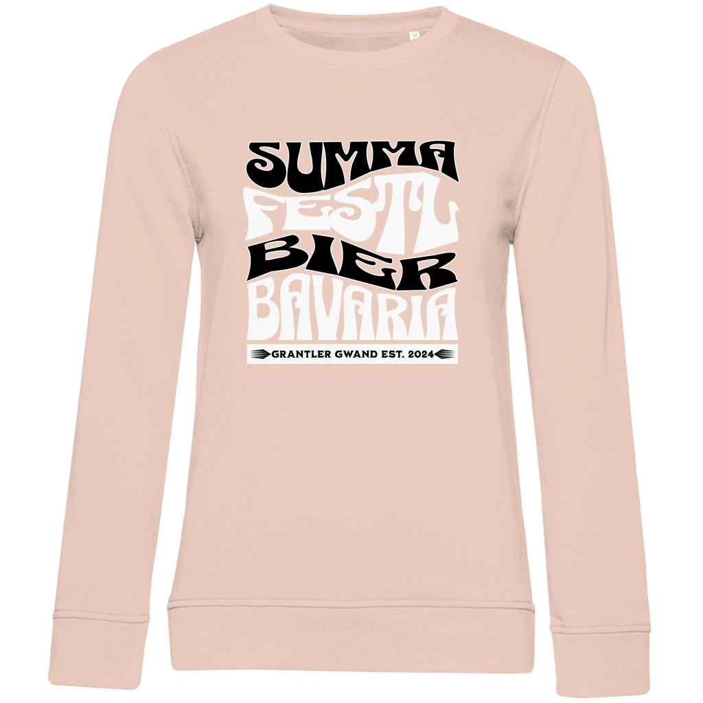 Damen Premium Bio Sweatshirt Summa, Festl, Bier, Bavaria - schwarz/weiß