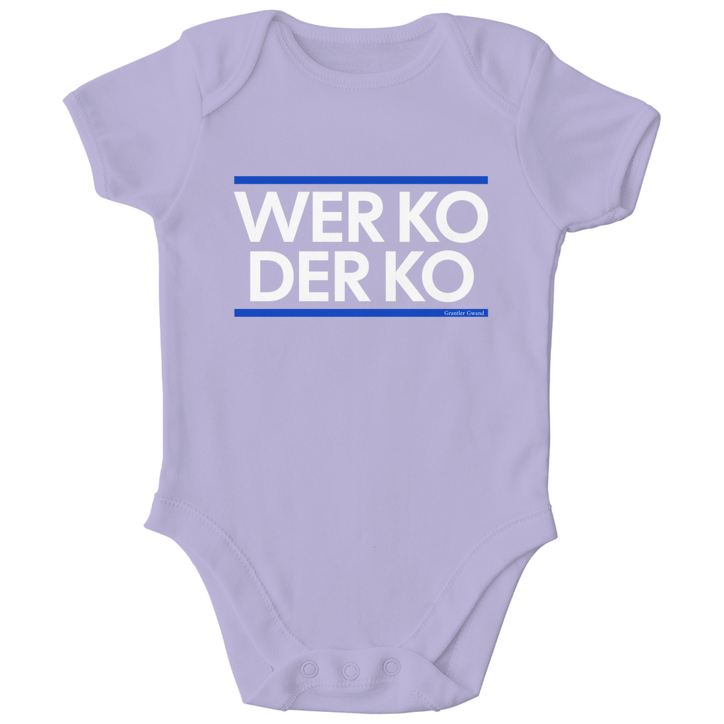 Bayerischer Bio Baby Body wer ko der ko - blau/weiß - Grantler Gwand