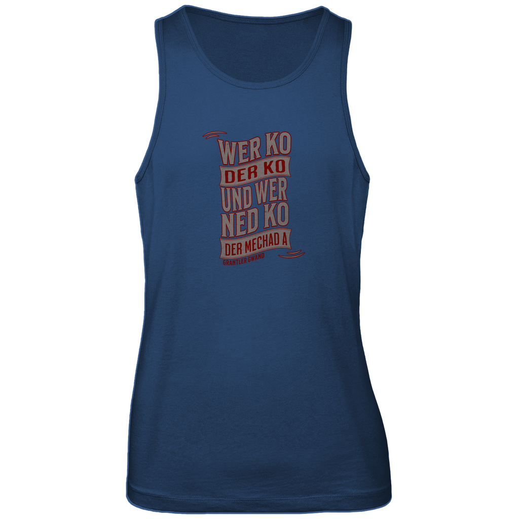 Bayerisches Herren Premium Tank Top wer ko der ko, wer ned ko, der mechad a - grau/rot - Grantler Gwand