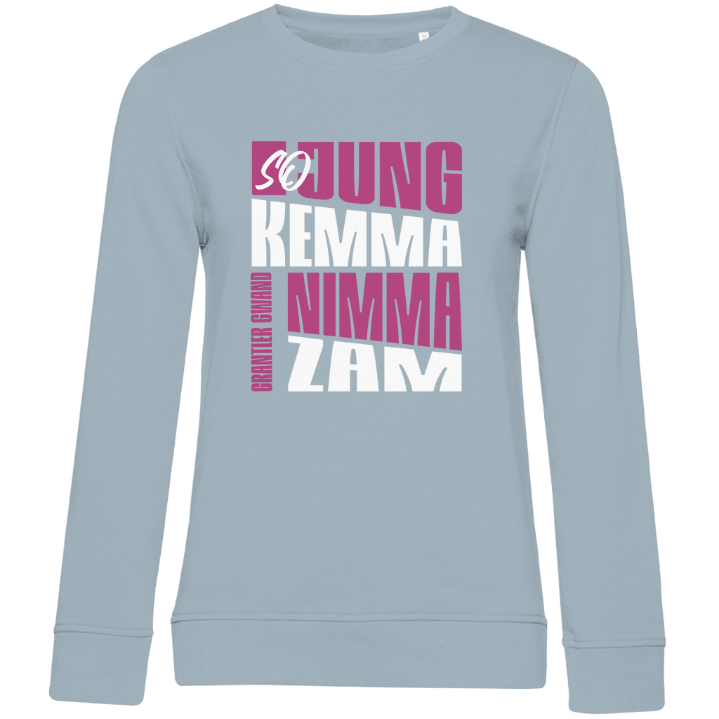 Damen Premium Bio Sweatshirt So jung kemma nimma zam - lila/weiß