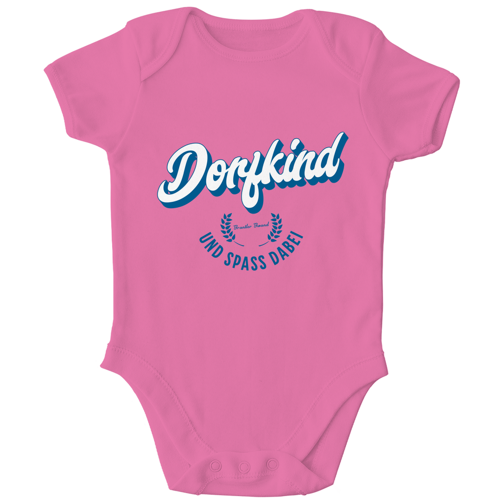 Bayerischer Bio Baby Body Dorfkind und Spaß dabei - blau - Grantler Gwand