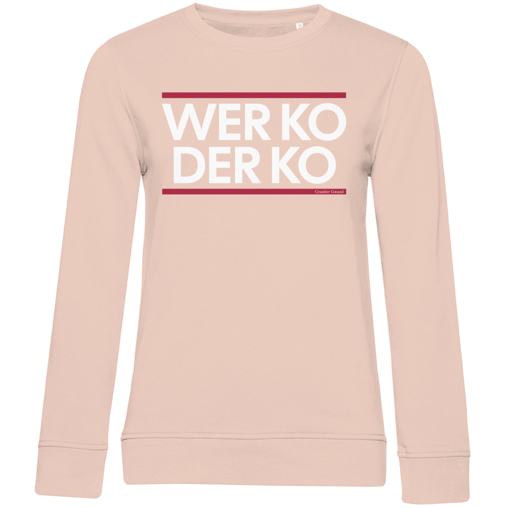 Damen Premium Bio Sweatshirt wer ko der ko - rot/weiß