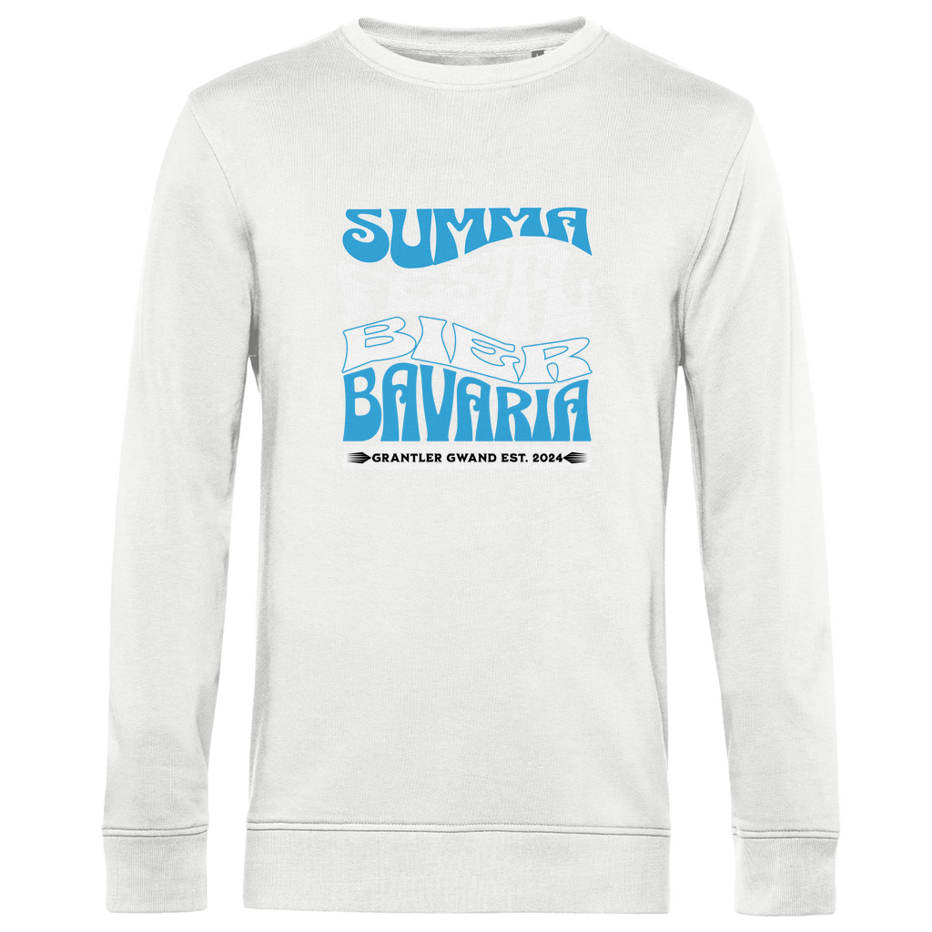 Herren Premium Bio Sweatshirt Summa, Festl, Bier, Bavaria - blau/weiß