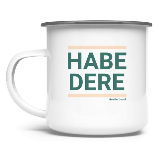 Bayerische Emaille Tasse Habe dere - grün/beige - Grantler Gwand