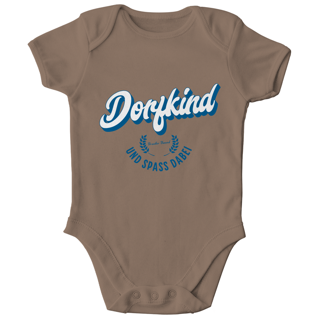 Bayerischer Bio Baby Body Dorfkind und Spaß dabei - blau - Grantler Gwand