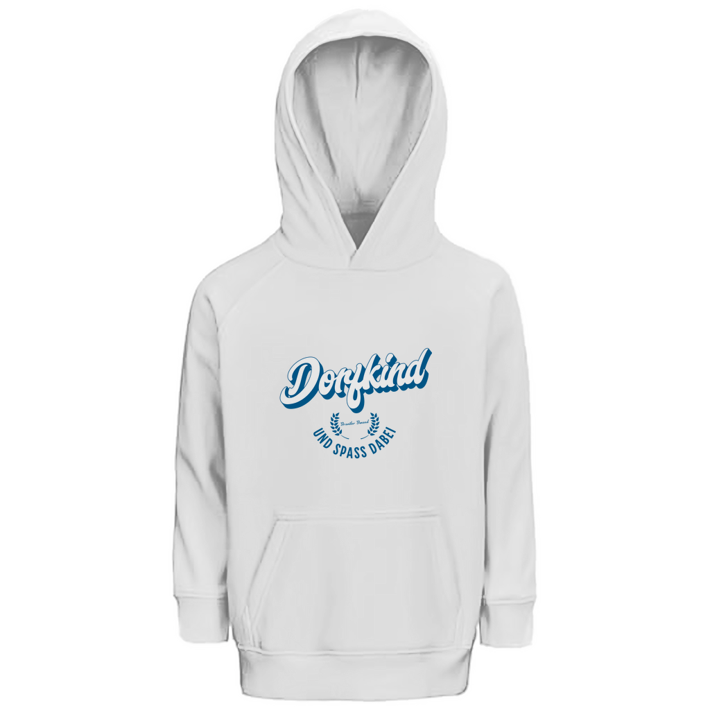 Bayerischer Kinder Premium Bio Hoodie Dorfkind und Spaß dabei - blau - Grantler Gwand