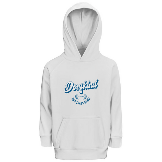 Bayerischer Kinder Premium Bio Hoodie Dorfkind und Spaß dabei - blau - Grantler Gwand
