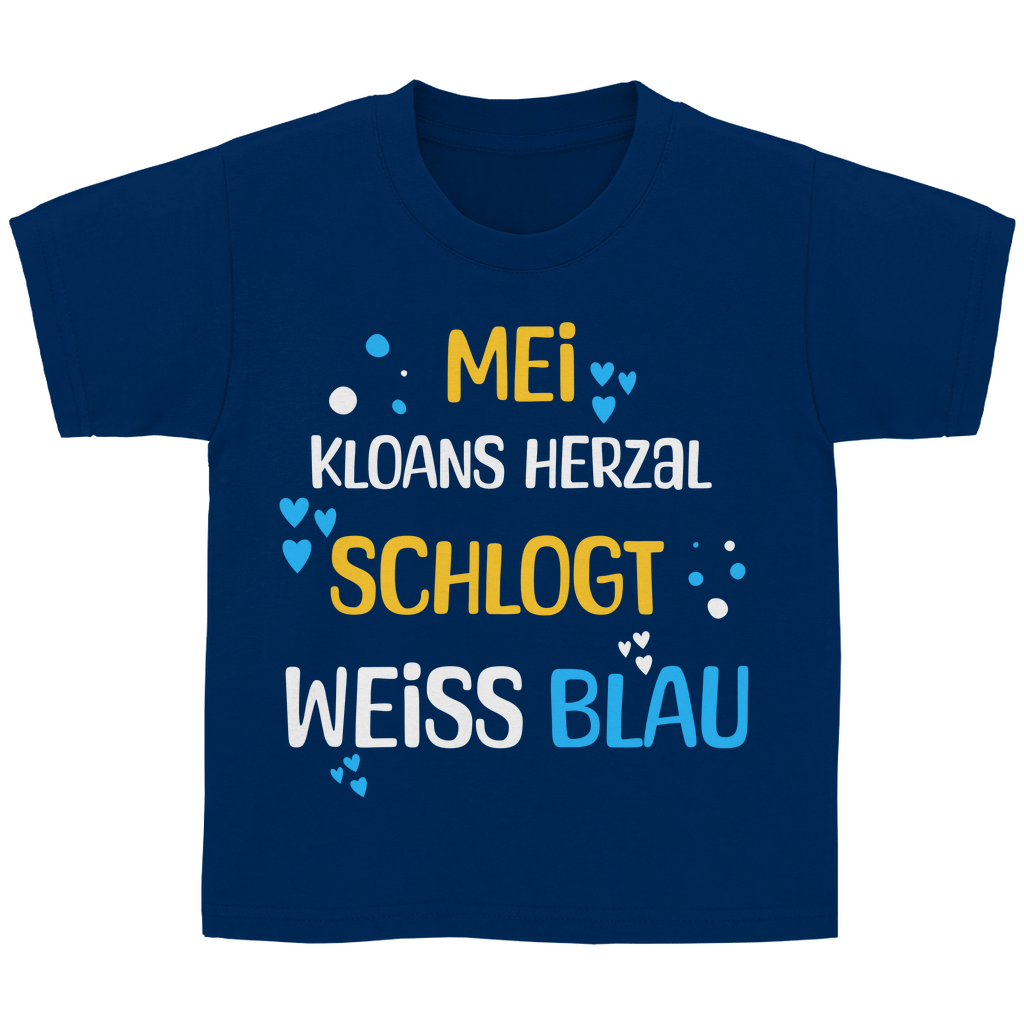 Bayerisches Kinder T-Shirt - Mei kloans Herzal schlogt weiss blau - Grantler Gwand
