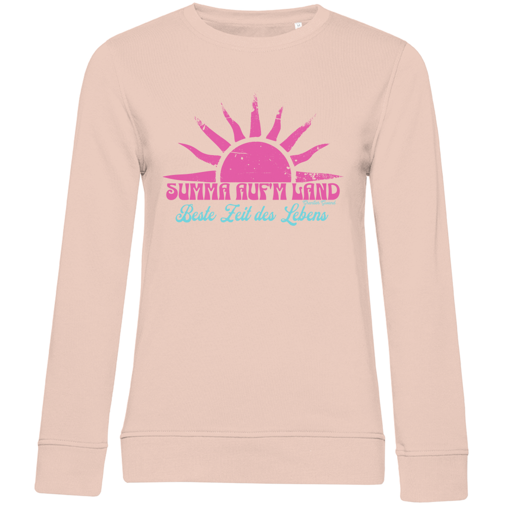Damen Premium Bio Sweatshirt Summa auf´m Land - pink/mint
