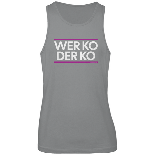 Bayerisches Herren Premium Tank Top wer ko der ko - pink/weiß - Grantler Gwand