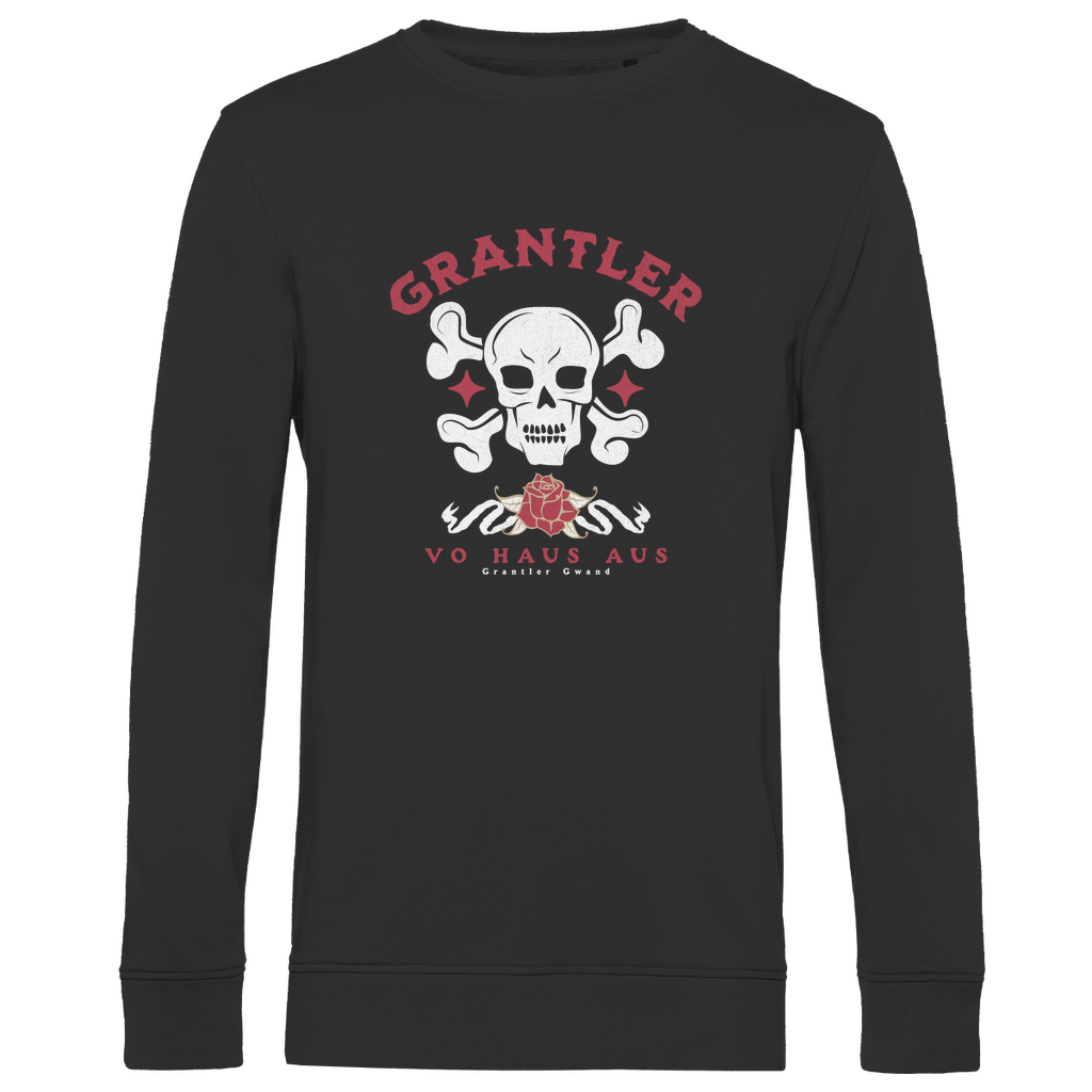 Bayerisches Herren Premium Bio Sweatshirt Grantler vo Haus aus - rot/weiß - Grantler Gwand
