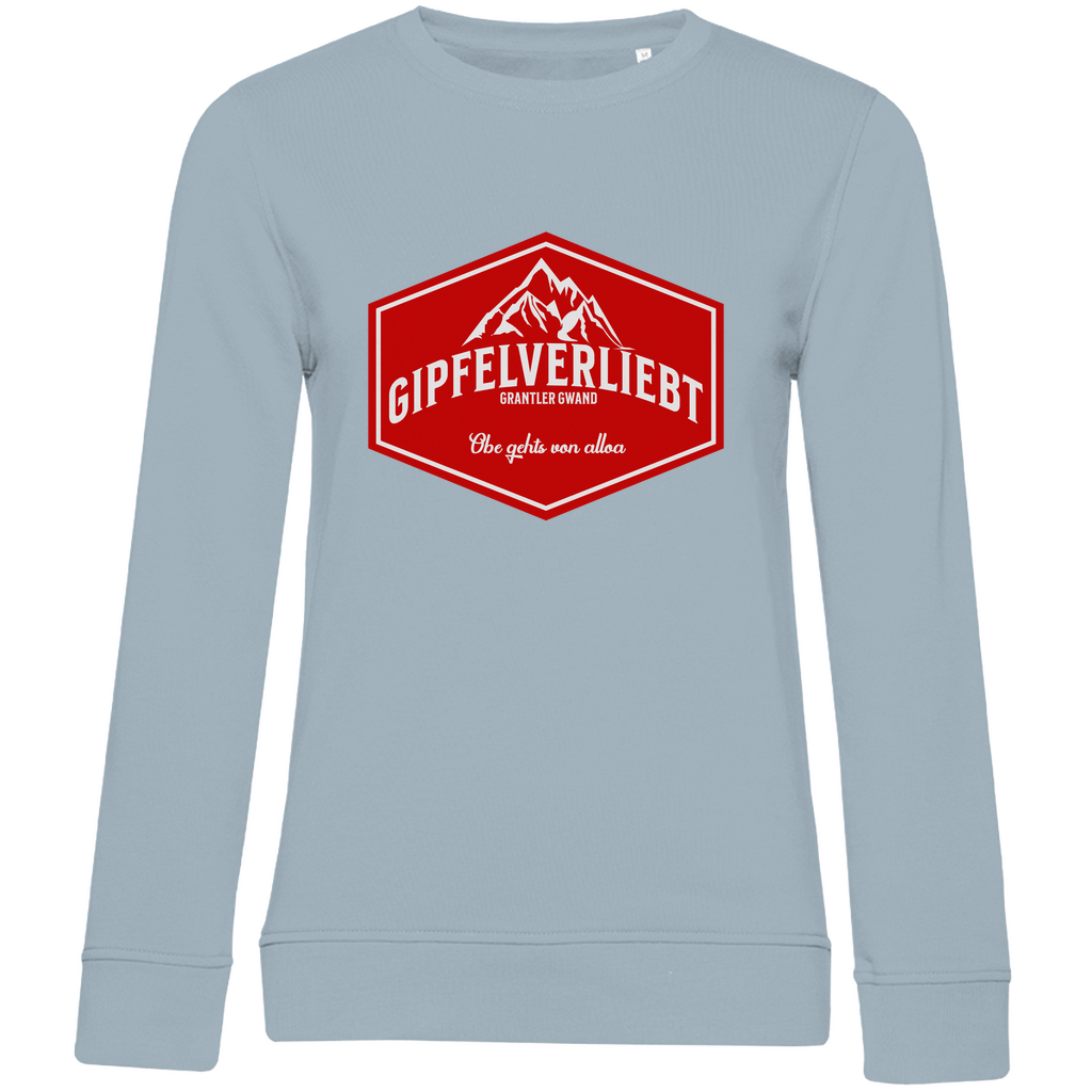 Damen Premium Bio Sweatshirt Gipfelverliebt Wappen- rot