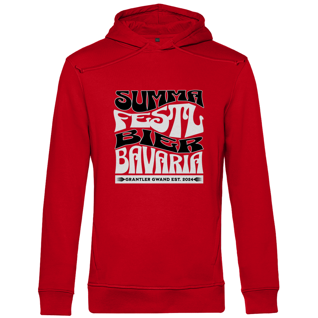 Bayerischer Herren Premium Bio Hoodie Summa, Festl, Bier, Bavaria - schwarz/weiß - Grantler Gwand