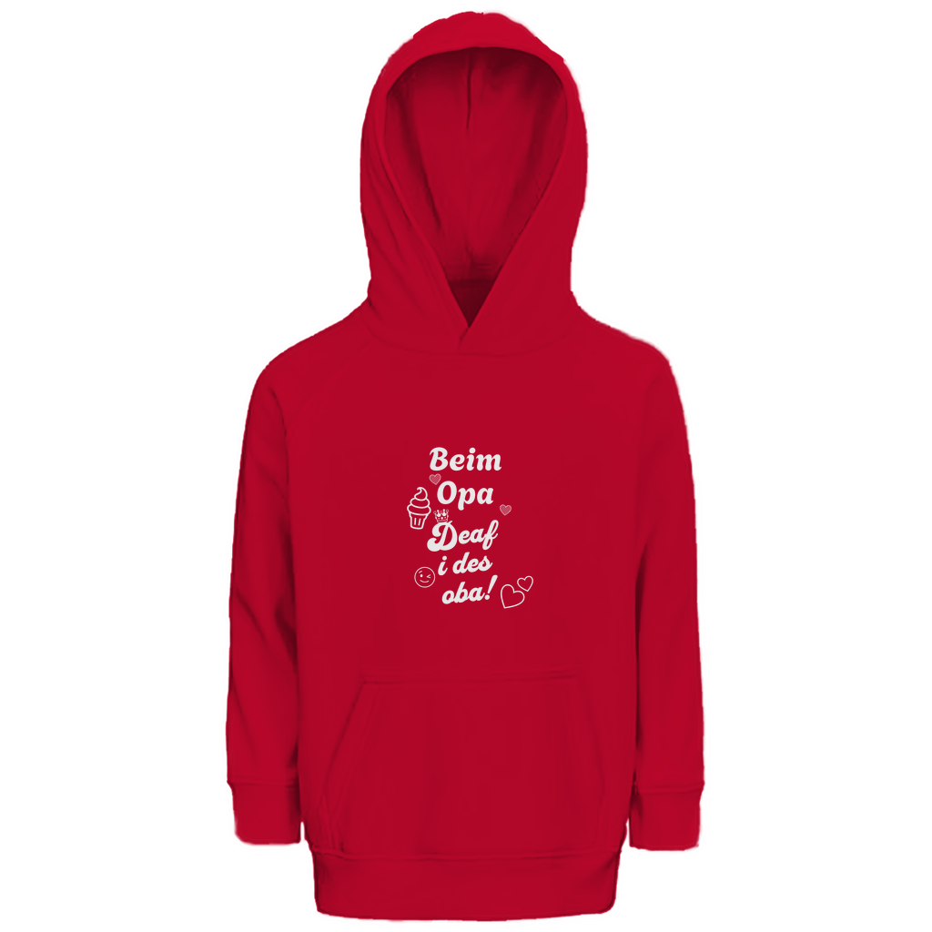 Bayerischer Kinder Premium Bio Hoodie Beim Opa derf i des aba - weiß - Grantler Gwand