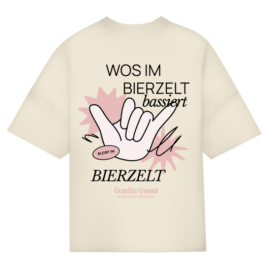 Bayerisches Oversize T-Shirt Unisex - Wos im Bierzelt bassiert - Grantler Gwand