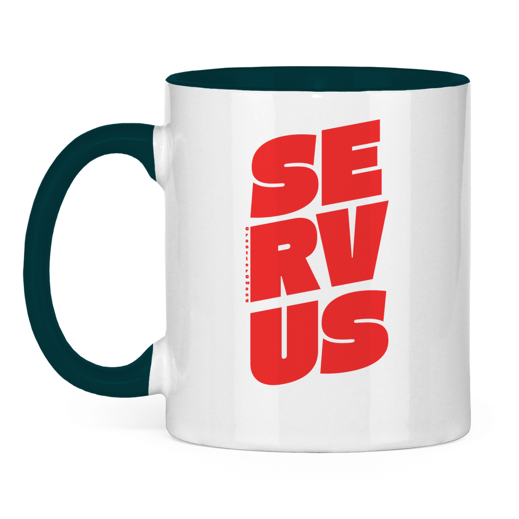 Tasse zweifarbig Servus - rot