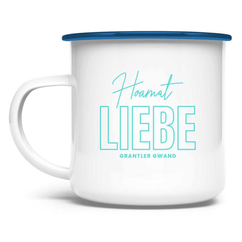Bayerische Emaille Tasse Hoamat Liebe - Mint - Grantler Gwand