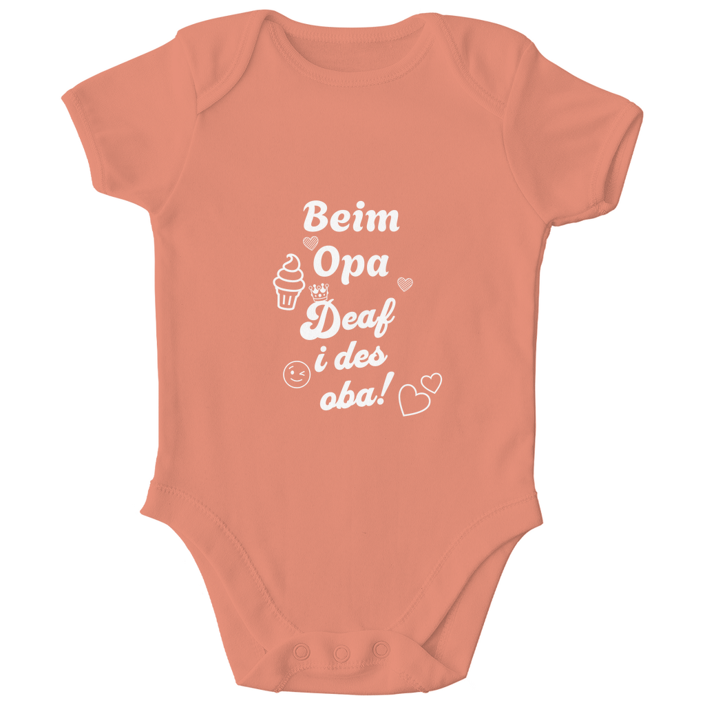 Bayerischer Bio Baby Body Beim Opa derf i des aba - weiß - Grantler Gwand
