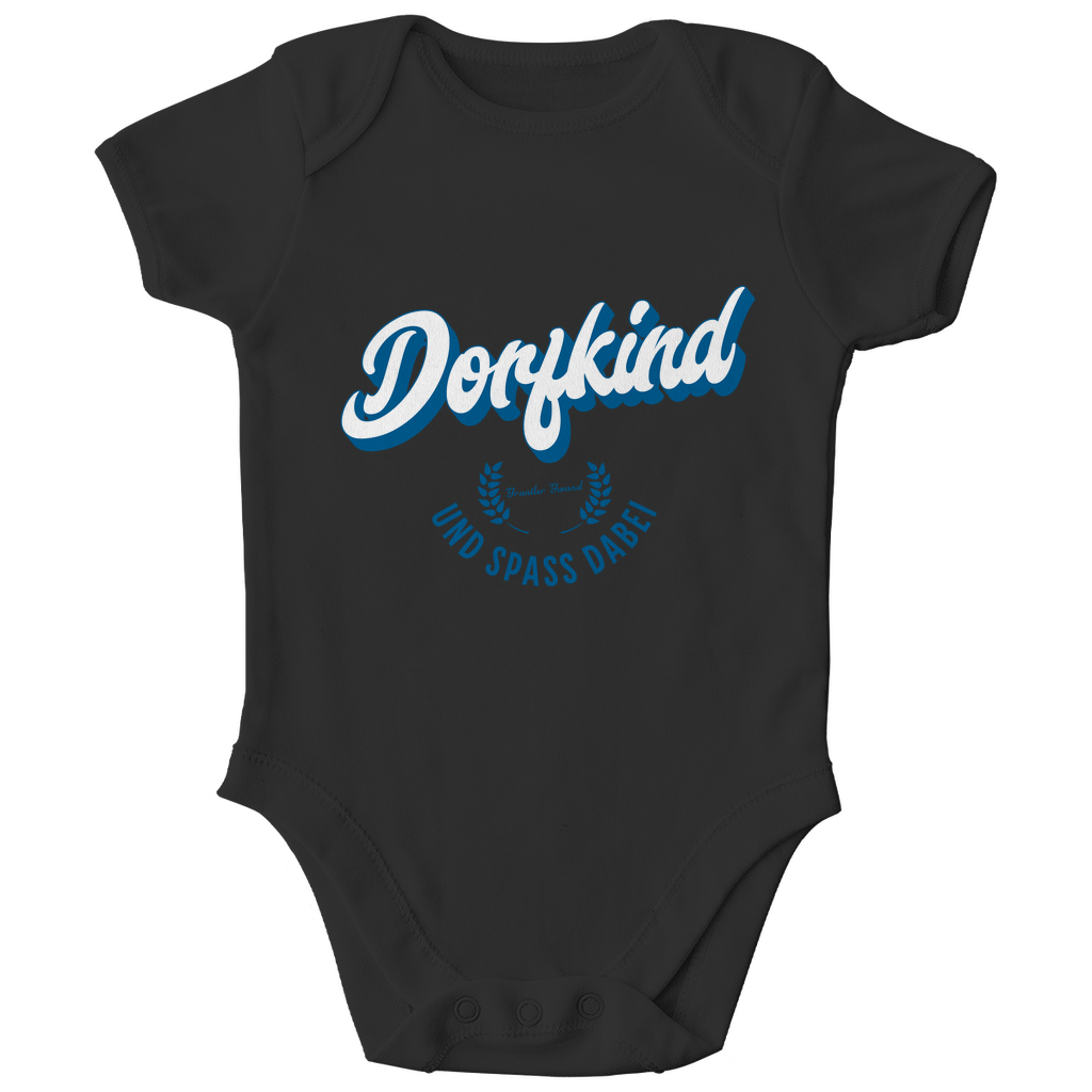 Bayerischer Bio Baby Body Dorfkind und Spaß dabei - blau - Grantler Gwand