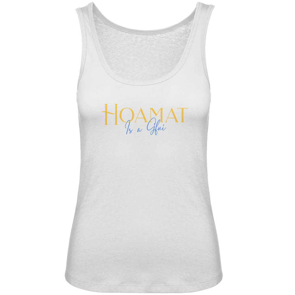 bayerisches Damen Premium Organic Tank Top Hoamat is a Gfui - Gelb/Blau - Grantler Gwand