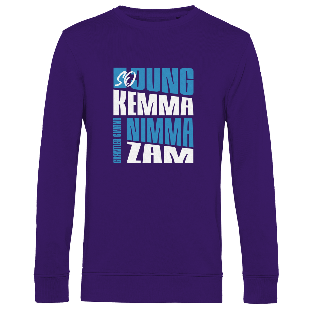 Herren Premium Bio Sweatshirt So jung kemma nimma zam - blau/weiß
