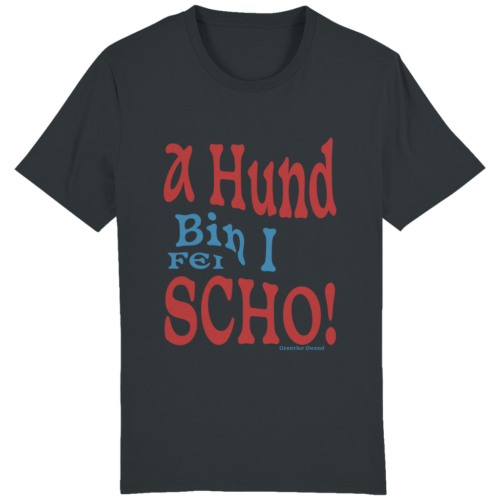 Bayerisches Herren T-Shirt A Hund bin i fei scho - rot/blau - Grantler Gwand