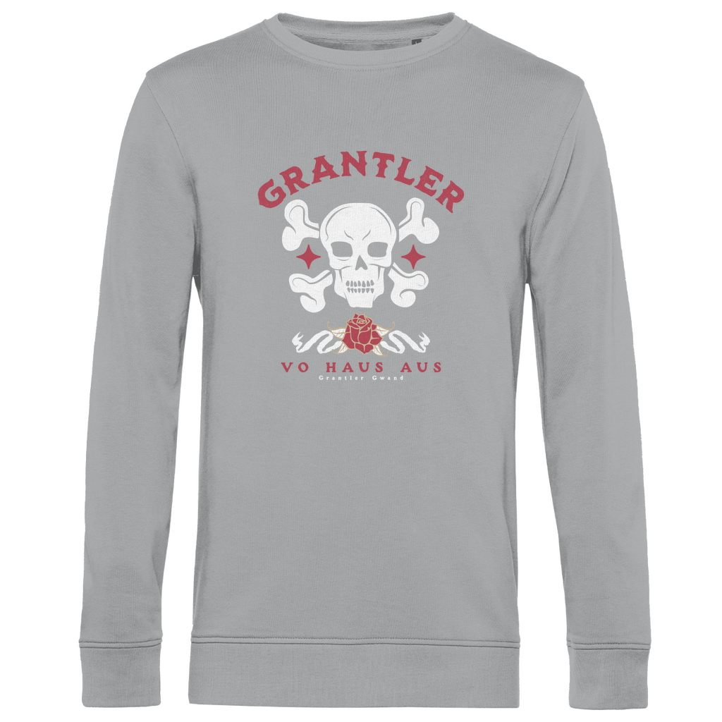 Bayerisches Herren Premium Bio Sweatshirt Grantler vo Haus aus - rot/weiß - Grantler Gwand