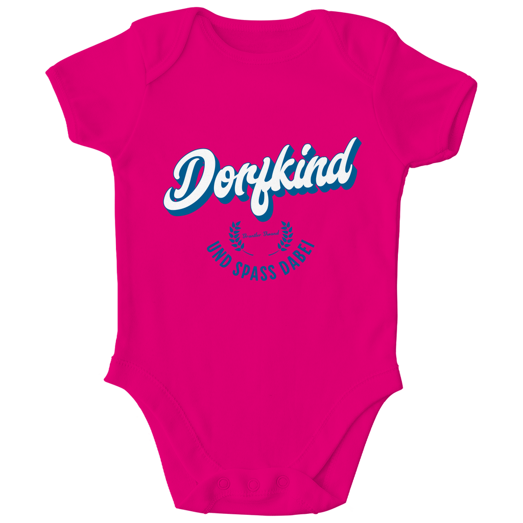 Bayerischer Bio Baby Body Dorfkind und Spaß dabei - blau - Grantler Gwand