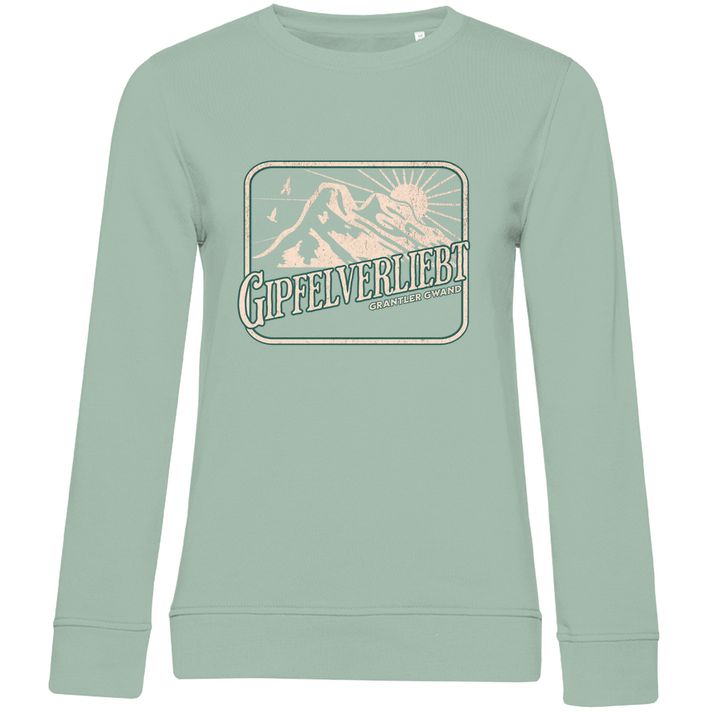 Damen Premium Bio Sweatshirt Gipfelverliebt - grün/gold