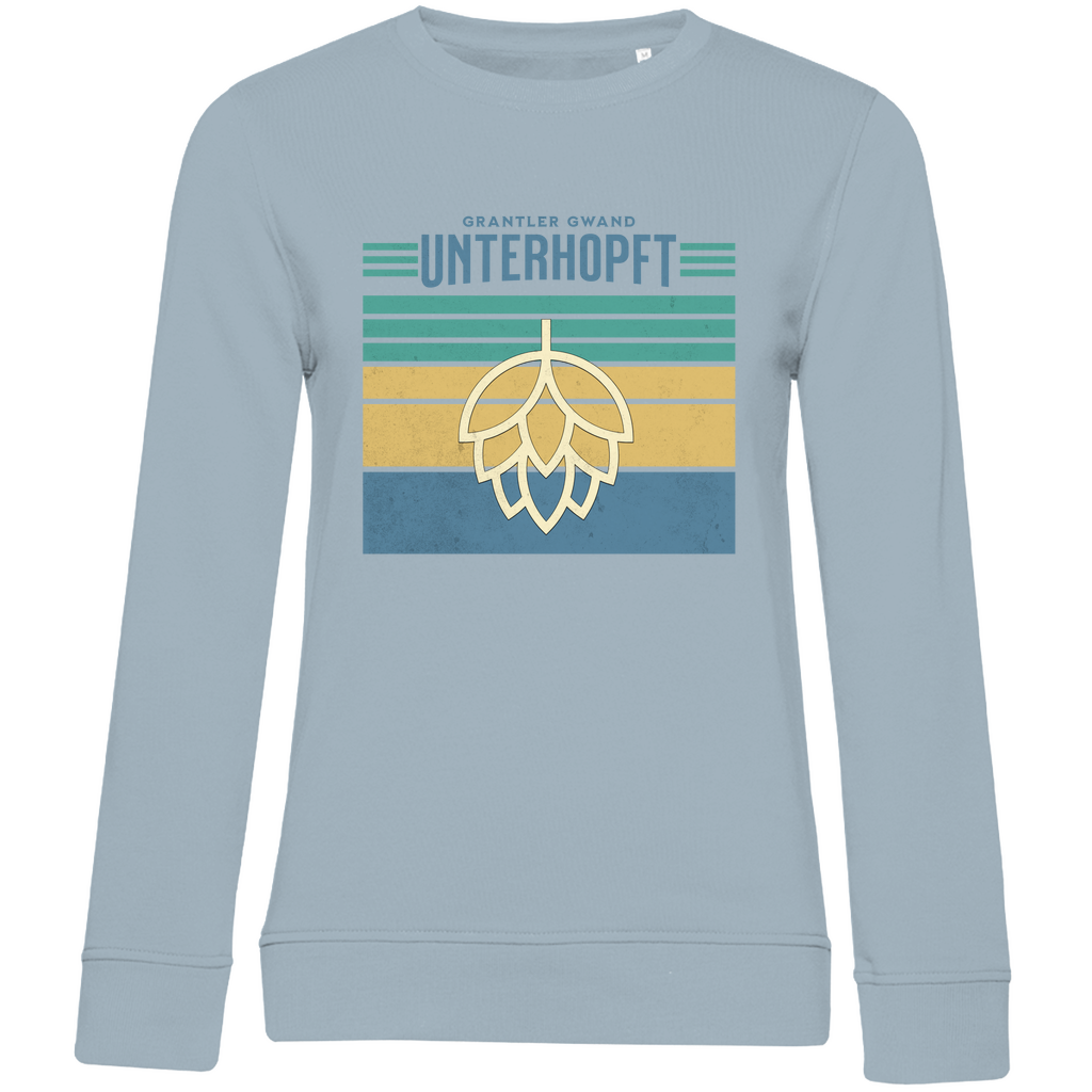 Damen Premium Bio Sweatshirt Unterhopft - blau