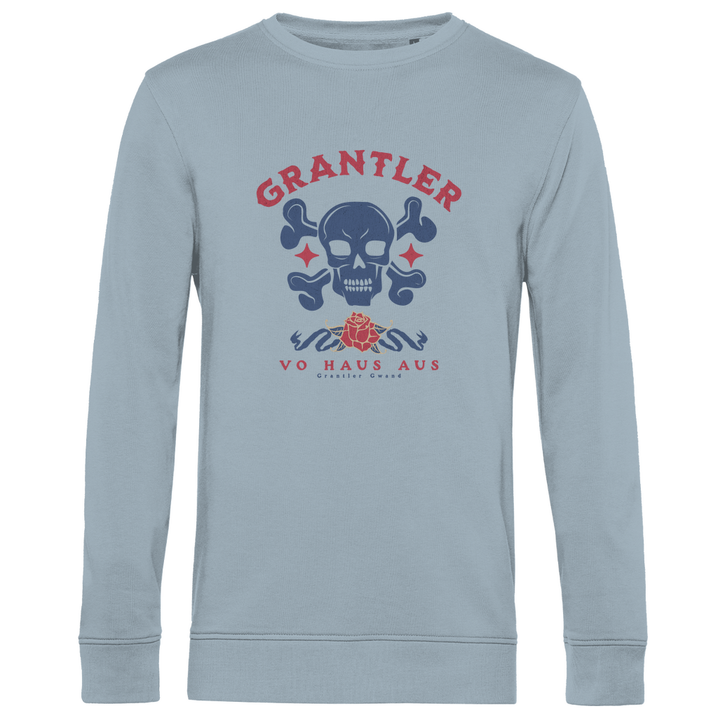 Bayerisches Herren Premium Bio Sweatshirt Grantler vo Haus aus - rot/blau - Grantler Gwand