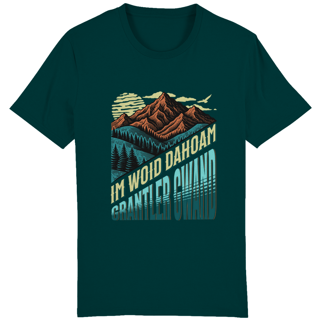 Bayerisches Herren T-Shirt Im Woid dahoam - grün - Grantler Gwand