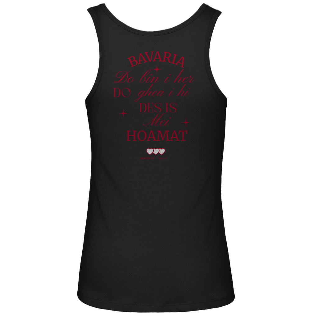 Bayerisches Damen Premium Organic Tank Top Bavaria, do bin I her - Rot - Front- und Backprint - Grantler Gwand