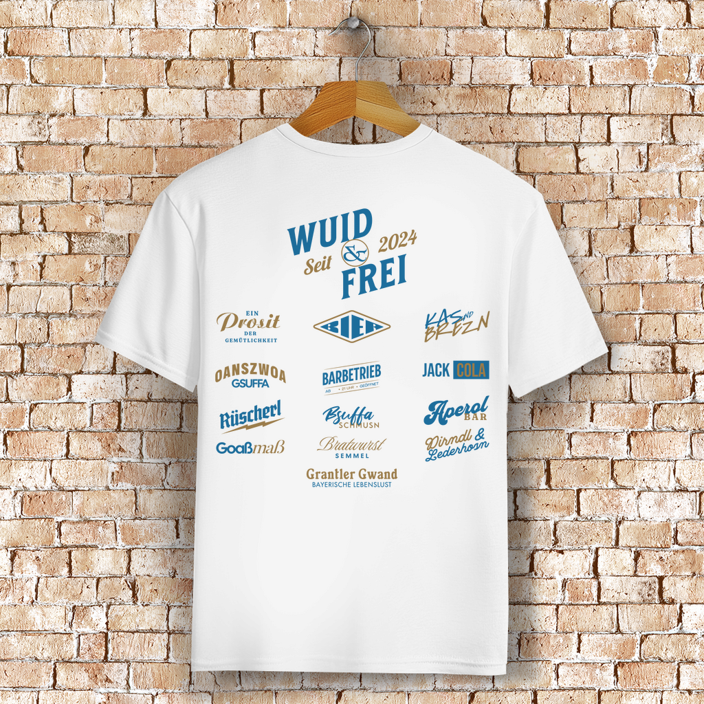 Bayerisches T-Shirt Unisex - Wuid & Frei Dorfleben - Grantler Gwand