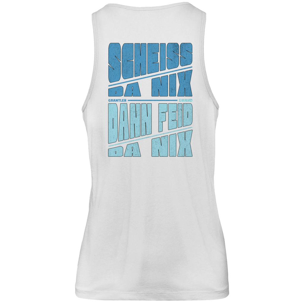 Bayerisches Herren Premium Tank Top Scheiss da nix, dann feid da nix - blau - Front und Backprint - Grantler Gwand