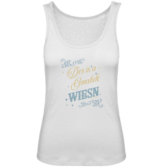 Bayerisches Damen Premium Organic Tank Top Des is a gmahde Wiesn - grün/gold - Grantler Gwand
