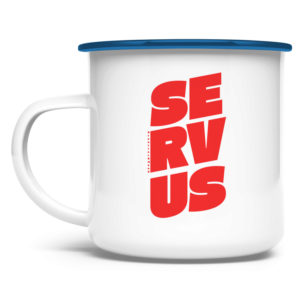 Emaille Tasse Servus - rot
