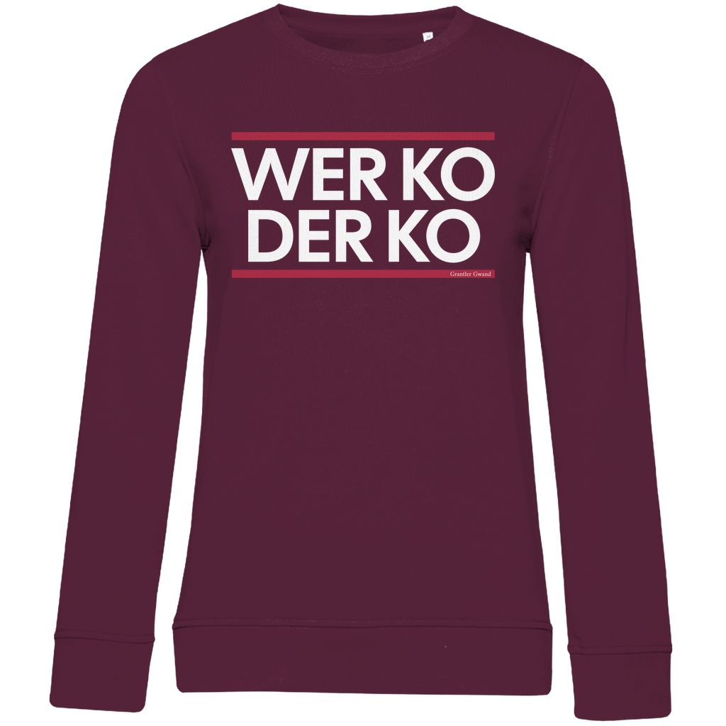 Damen Premium Bio Sweatshirt wer ko der ko - rot/weiß