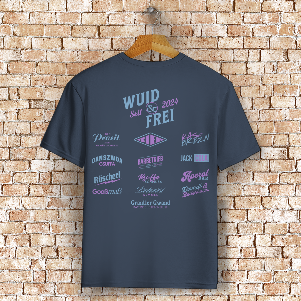 Bayerisches T-Shirt Unisex - Wuid & Frei Dorfleben - Grantler Gwand