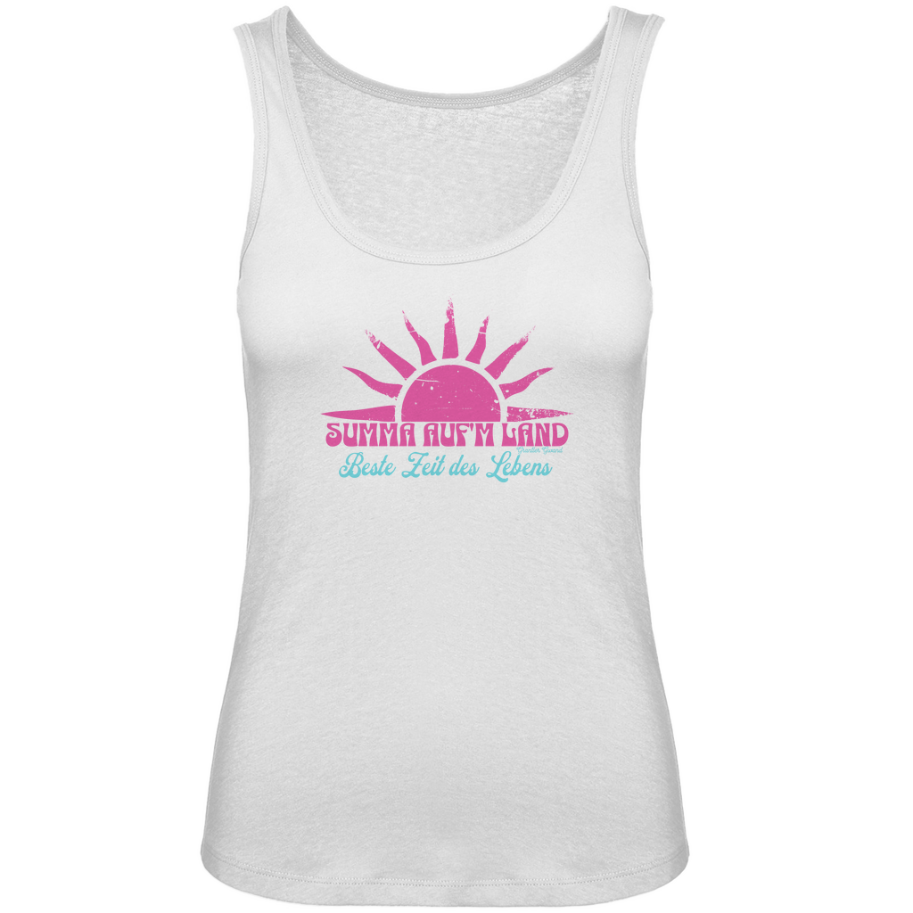 Bayerisches Damen Premium Organic Tank Top Summa auf´m Land - pink/mint - Grantler Gwand