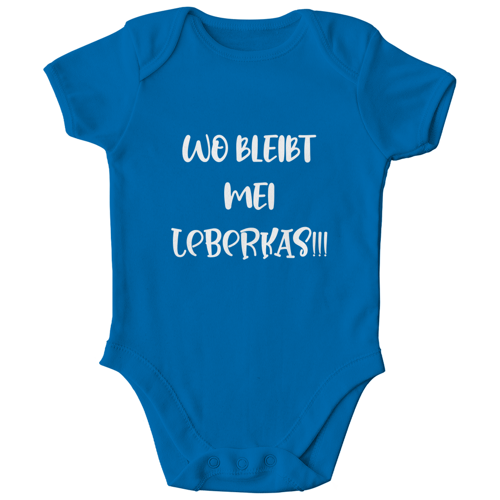Bayerischer Bio Baby Body Wo bleibt mei Leberkas - weiß - bayerisches Gwand