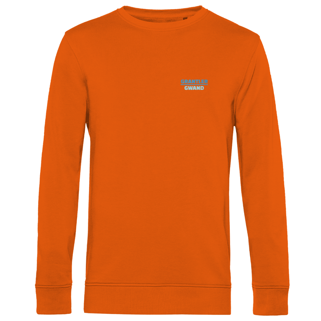 Bayerisches Herren Premium Bio Sweatshirt Scheiss da nix, dann feid da nix - blau - Front und Backprint - Grantler Gwand