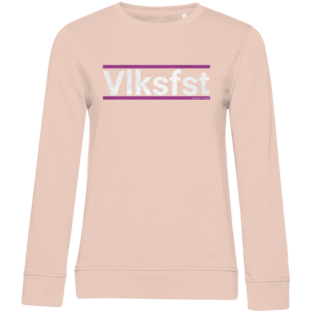 Damen Premium Bio Sweatshirt Vlksfst - lila/weiß