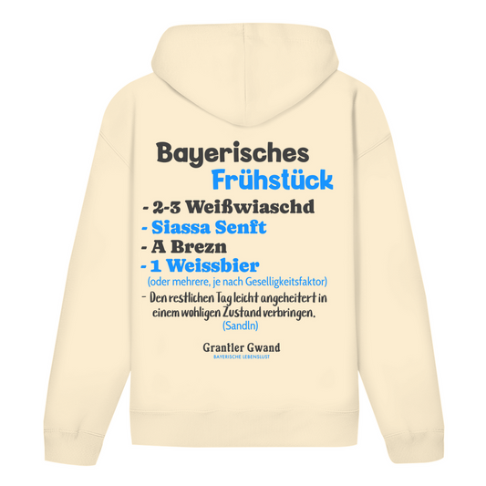 Bayerischer Hoodie Unisex - Bayerisches Frühstück - Schwarz/Blau - Grantler Gwand